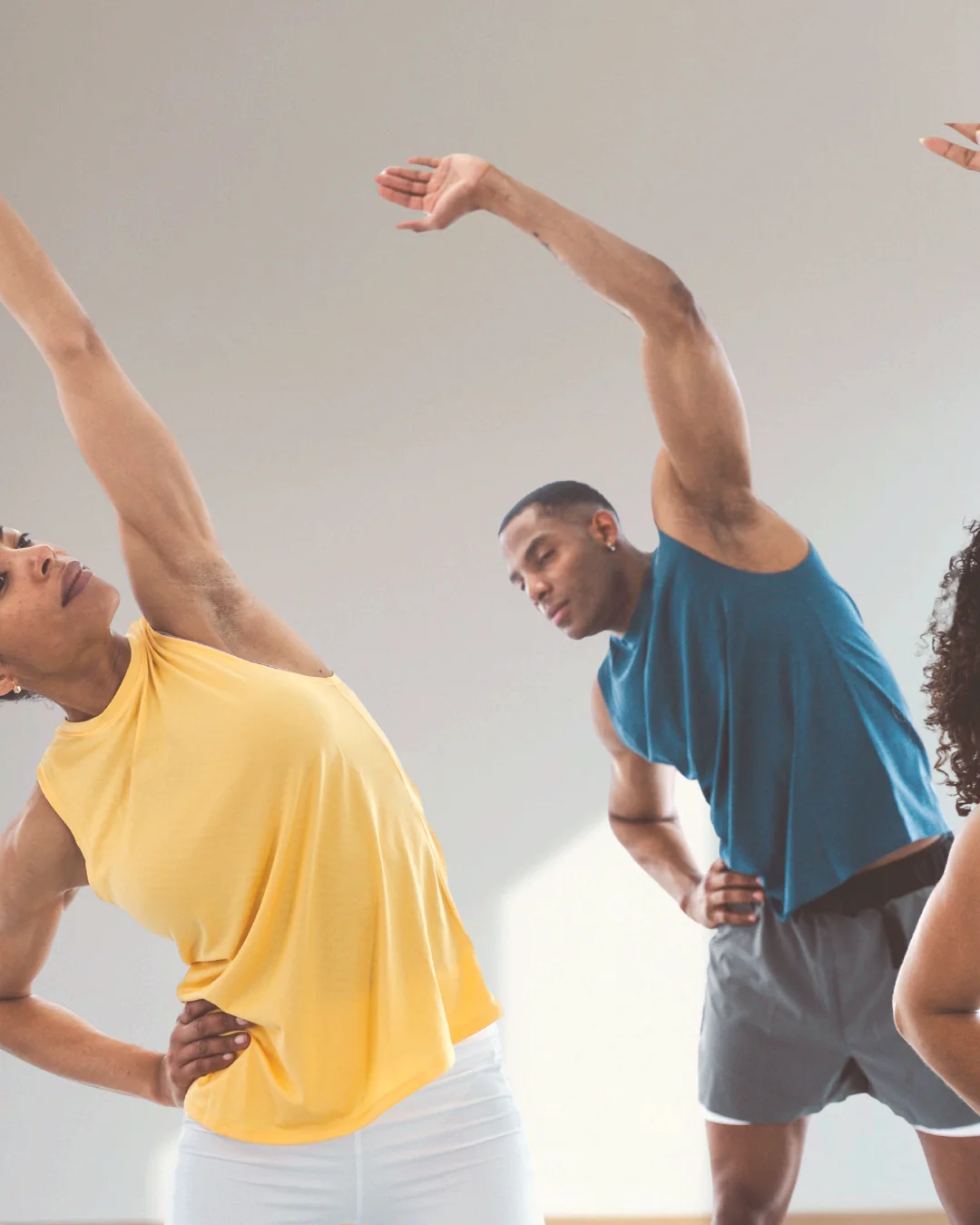 Group mobility exercise in a bright space